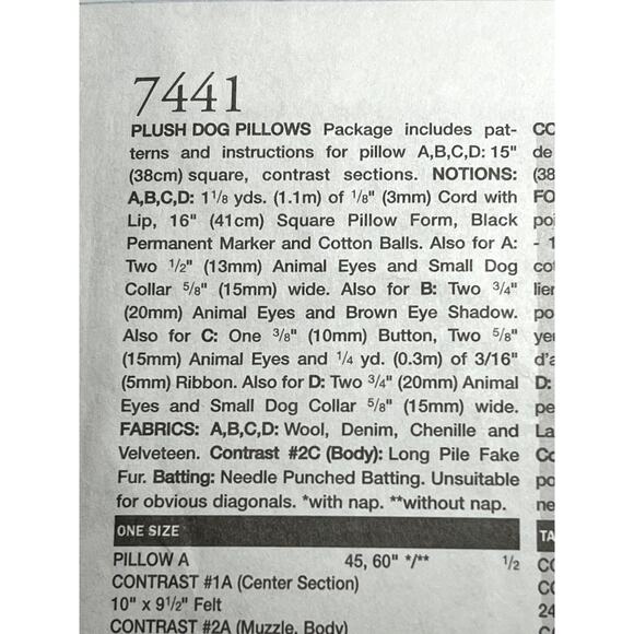 Vogue Pattern 7441 Dog Throw pillows - Picture 6 of 9